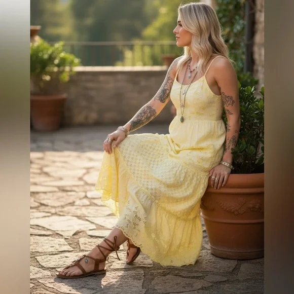 Lilly Pulitzer NWT Women’s Kyla Maxi Dress in St. Tropez Yellow Garden Eyelet - Picture 15 of 15